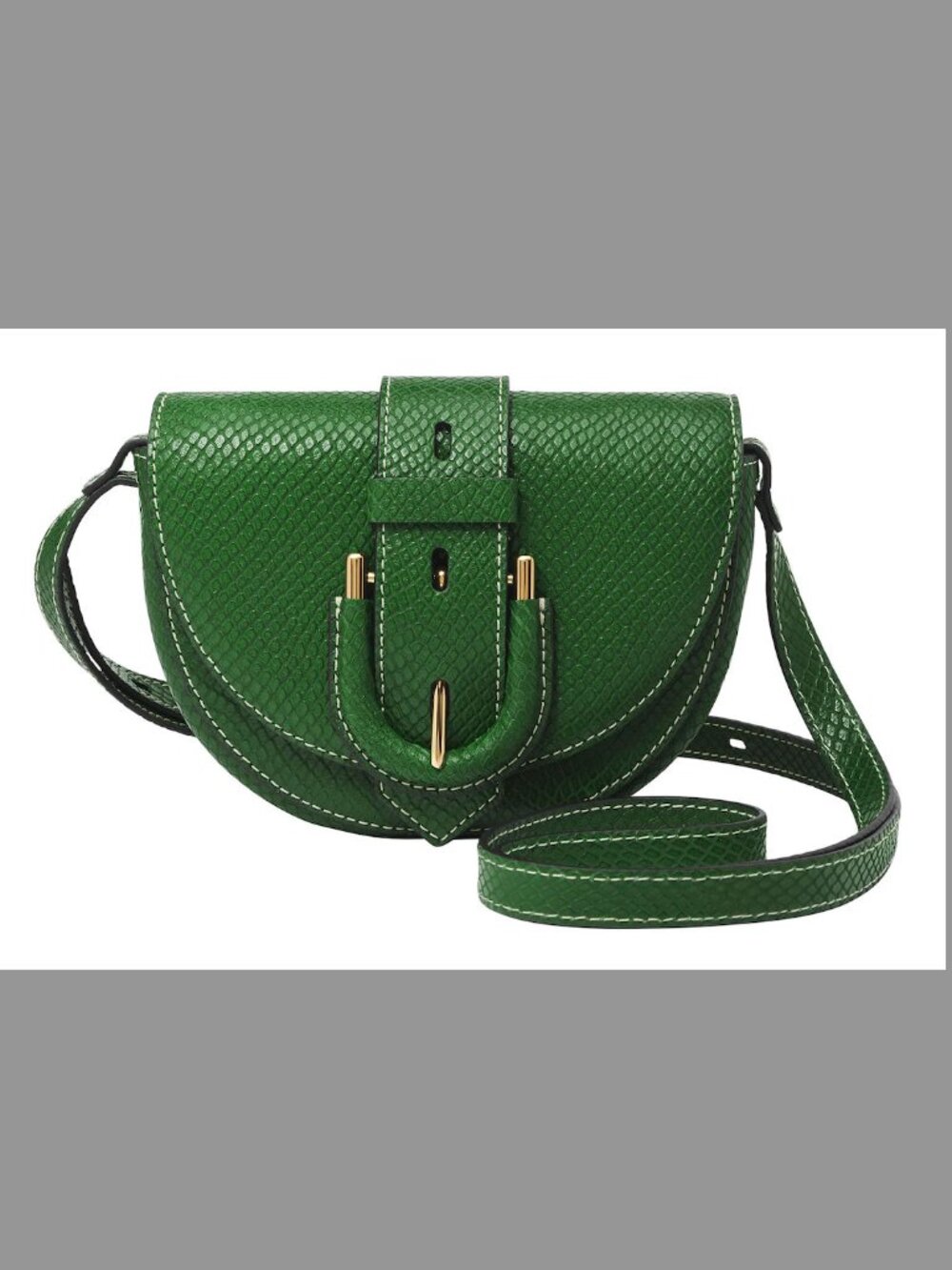Fossil Green Small Flap Leather Crossbody Bag